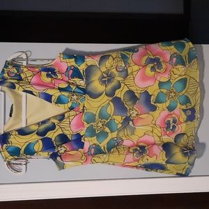 BISOU BISOU flower hippie bohemian summer top shirt sz L Large